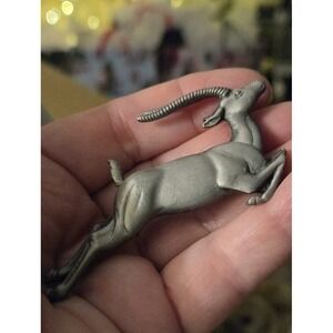 JJ Gazelle Brooch Pin Silver Tone  Antelope Impala Vintage